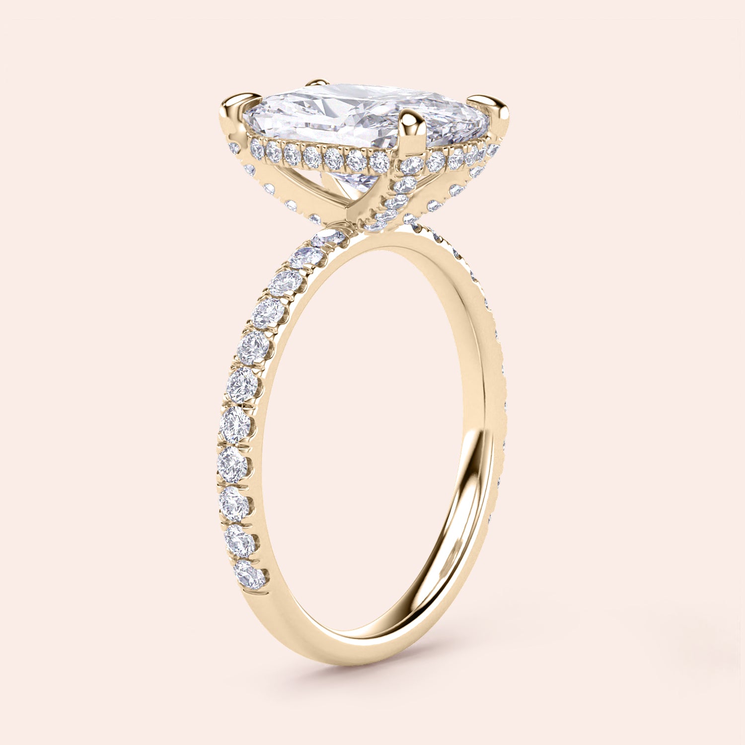 14K yellow gold engagement ring featuring a marquise-cut diamond and pave setting, exuding timeless luxury and elegance.
|
#14KRecycledYellowGold
#18KRecycledYellowGold