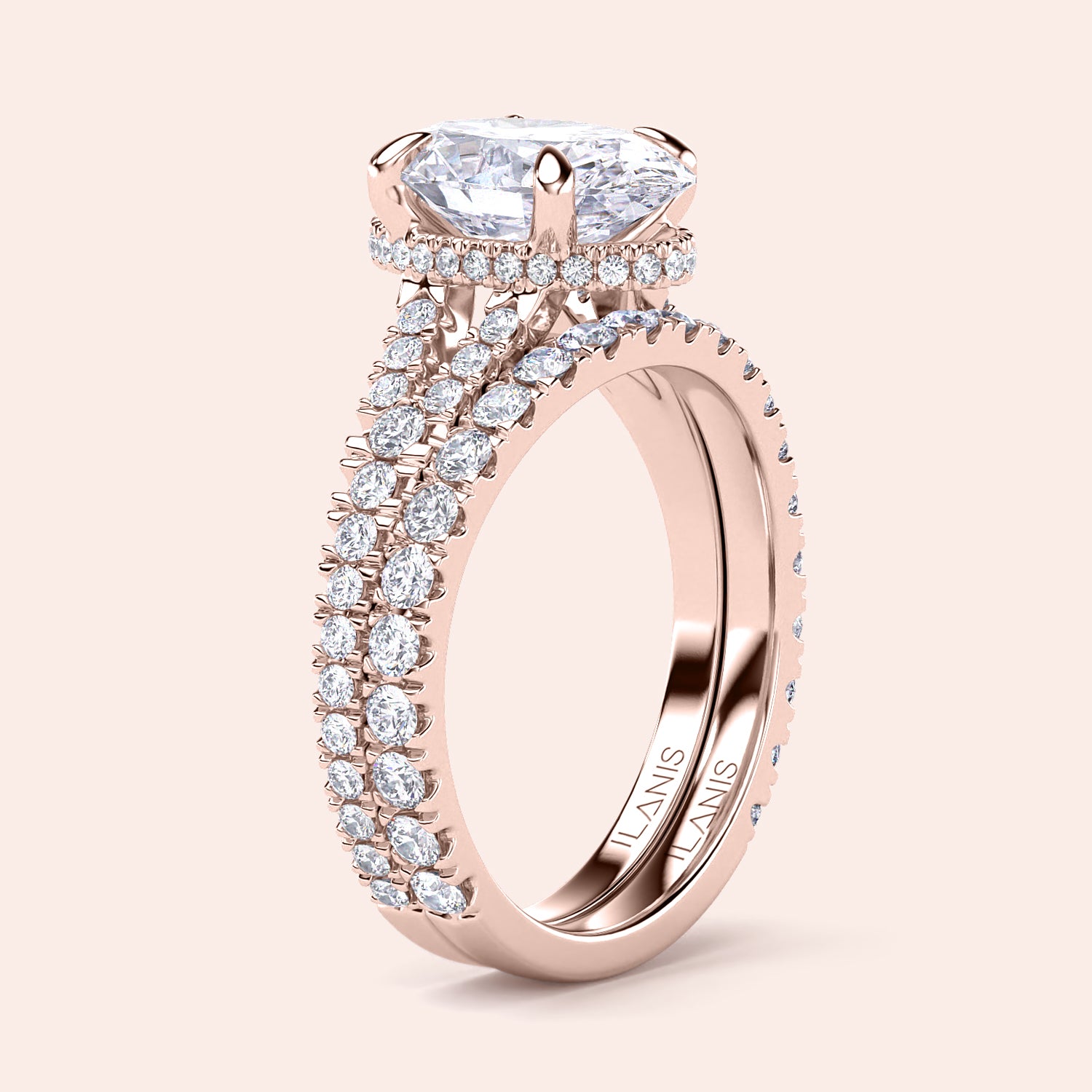 "Elegant rose gold engagement ring featuring a marquise-cut diamond, available in 14K, 18K, or platinum with a stunning halo."|
#14KRecycledRoseGold
#18KRecycledRoseGold