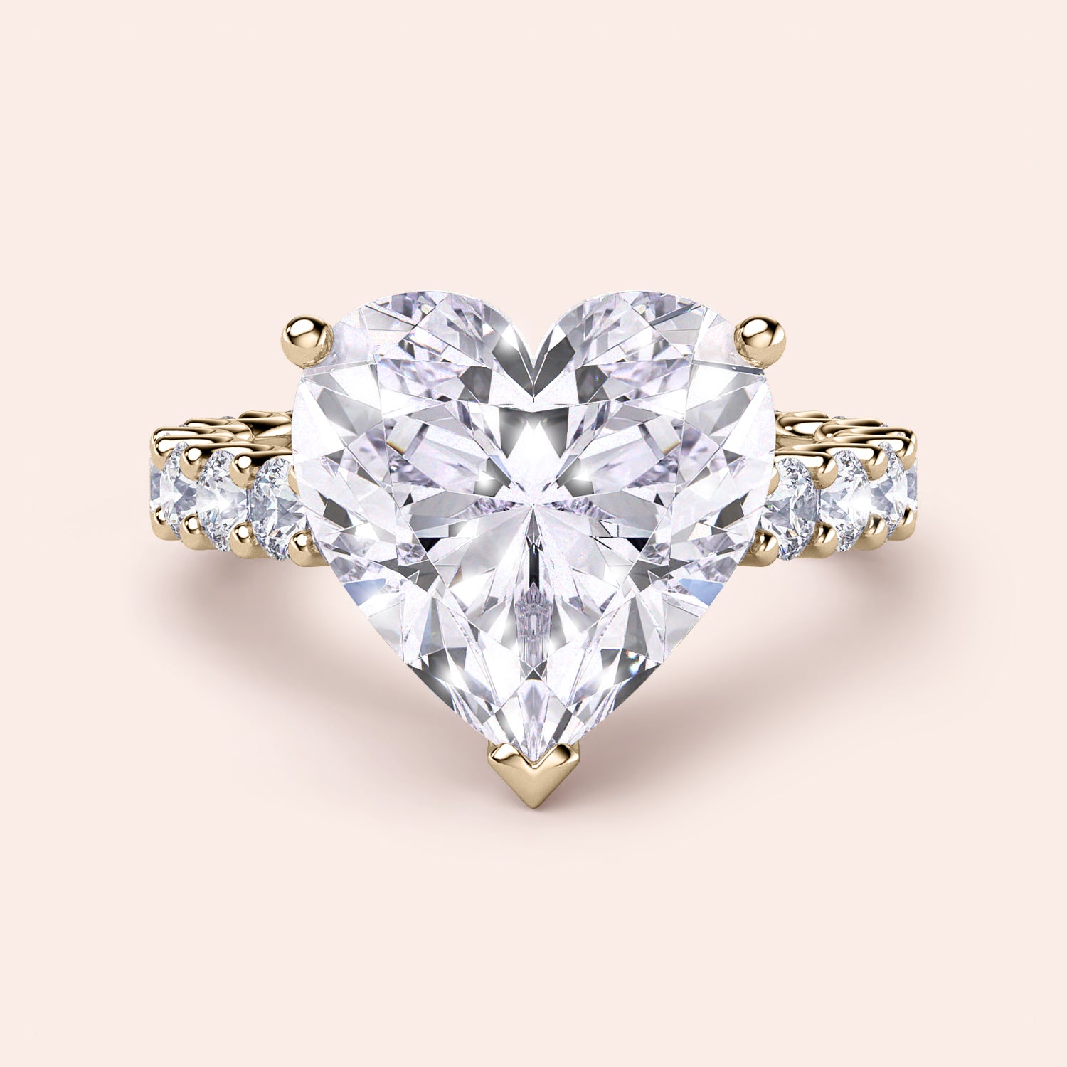 Heart-shaped diamond ring in 14K yellow gold with hidden halo and side diamonds, perfect for engagements or special occasions.|
#14KRecycledYellowGold
#18KRecycledYellowGold