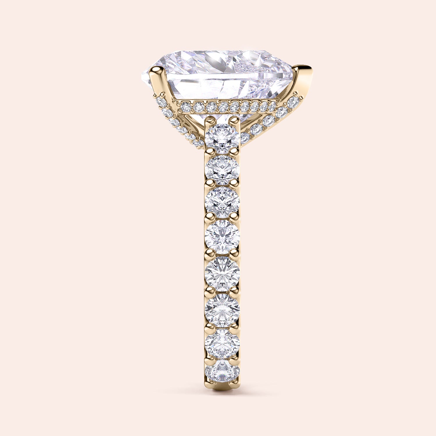 Elegant yellow gold engagement ring with an elongated cushion diamond and an accent diamond band. Available in 14K, 18K, or platinum.|
#14KRecycledYellowGold
#18KRecycledYellowGold