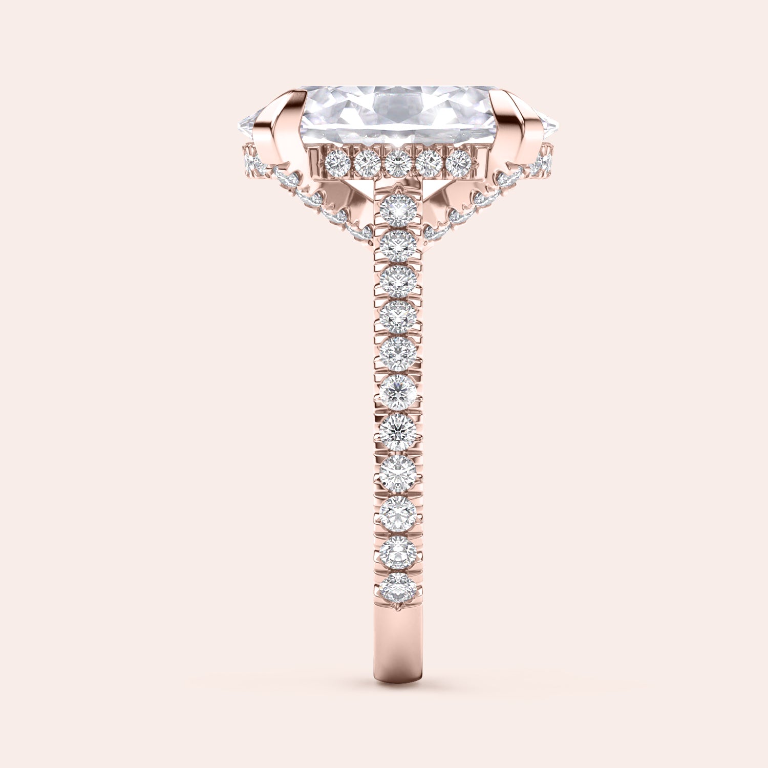 Rose gold teardrop halo engagement ring set featuring pear-shaped diamond, with options in 14K, 18K, or platinum settings.|
#14KRecycledRoseGold
#18KRecycledRoseGold