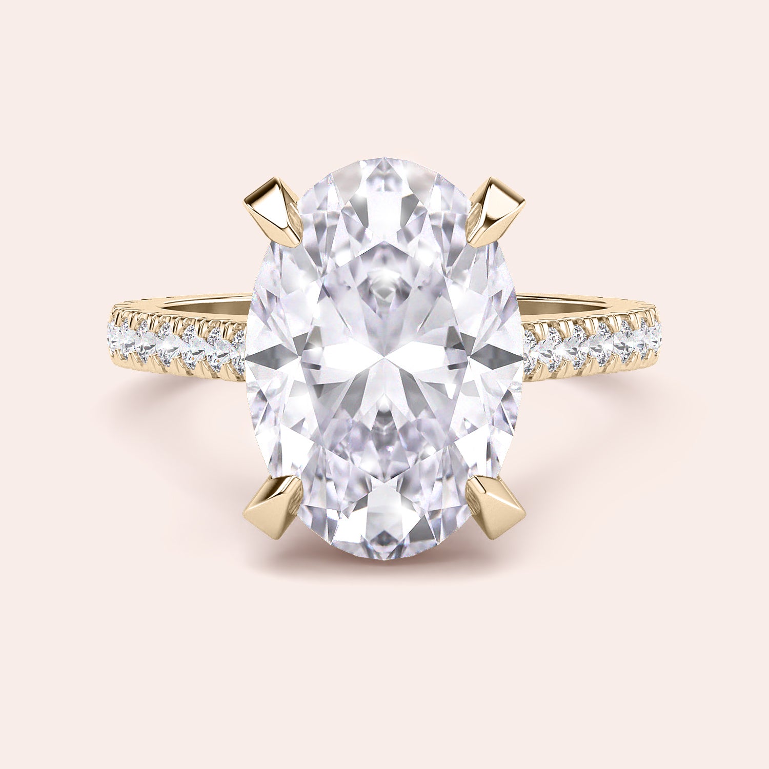 Radiant-cut diamond engagement ring with side stone accents in 14K yellow gold, displayed on a neutral background.|
#14KRecycledYellowGold
#18KRecycledYellowGold