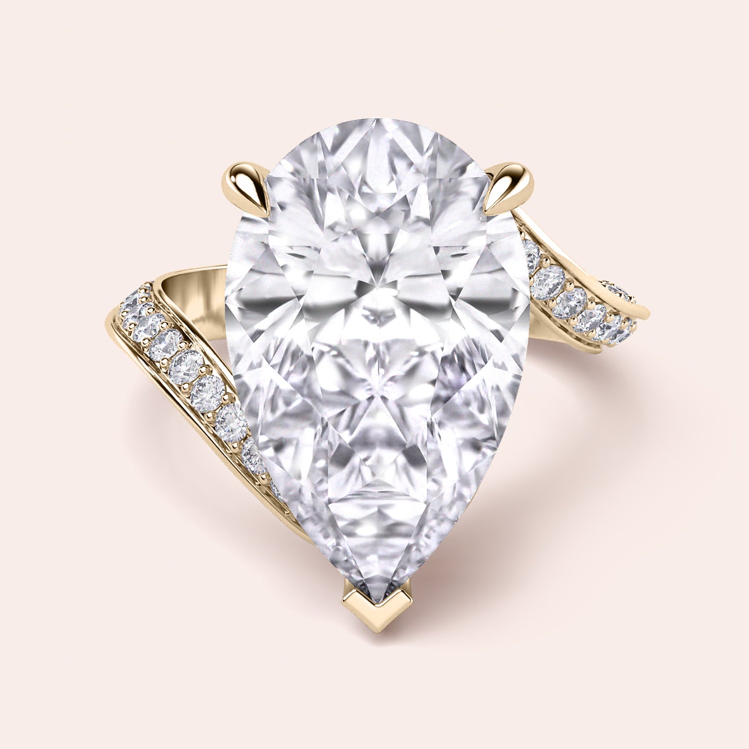 Exquisite pear-shaped diamond ring in 14K/18K gold or platinum, adorned with halo diamond accents for an elegant touch.|
#14KRecycledYellowGold
#18KRecycledYellowGold