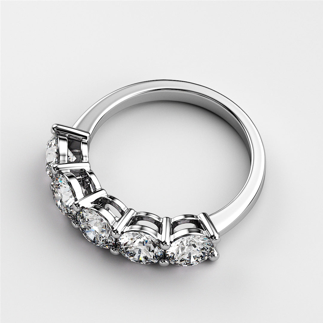 Five-stone round diamond wedding band in 14K or 18K gold, or platinum. Elegant and luxurious for special occasions. |
 #14KRecycledWhiteGold
 #18KRecycledWhiteGold
 
 
 
 
 #Platinum