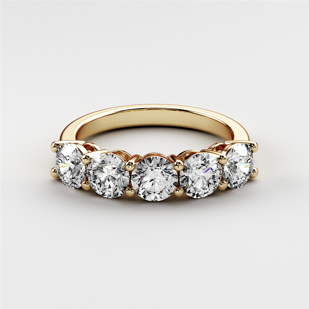 Elegant 14K, 18K gold or platinum wedding band featuring five marquise-cut diamond stones, perfect for eternity celebrations. |
 
 
 #14KRecycledYellowGold
 #18KRecycledYellowGold