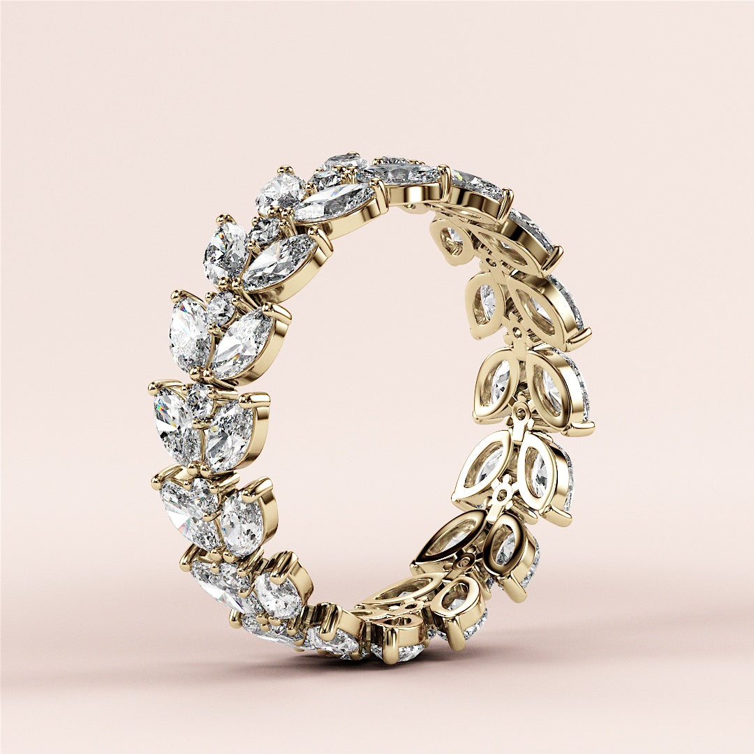 Exquisite 14K and 18K gold marquise two-row eternity wedding band featuring brilliant diamonds, perfect for timeless elegance. |
 
 
 #14KRecycledYellowGold
 #18KRecycledYellowGold