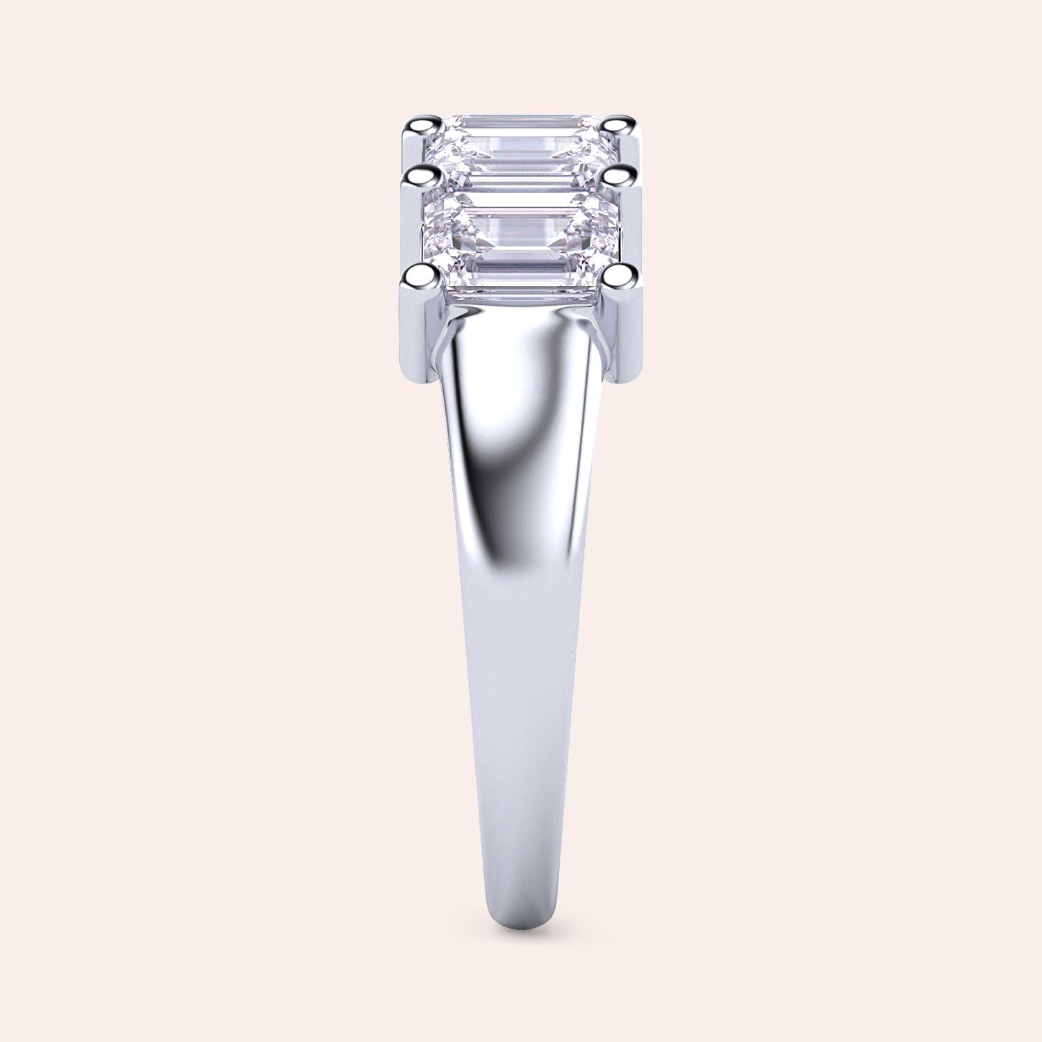 Elegant 14K white gold wedding band featuring five emerald-cut diamonds, ideal for special occasions and luxurious everyday wear. |
 #14KRecycledWhiteGold
 #18KRecycledWhiteGold
 
 
 
 
 #Platinum