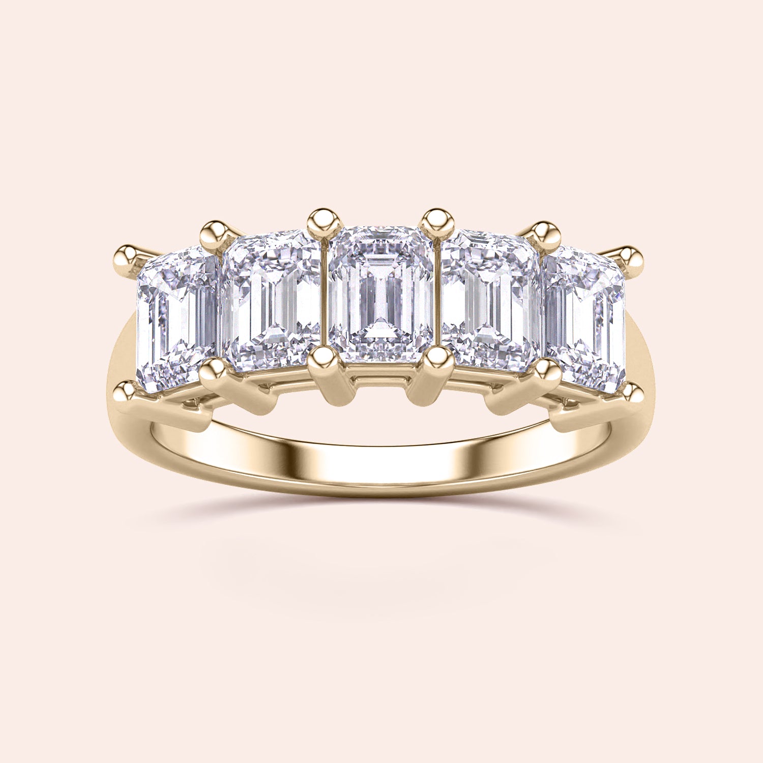 Elegant 14K yellow gold five-stone wedding band featuring Asscher-cut diamonds for a timeless spark. Perfect for eternity. |
 
 
 #14KRecycledYellowGold
 #18KRecycledYellowGold