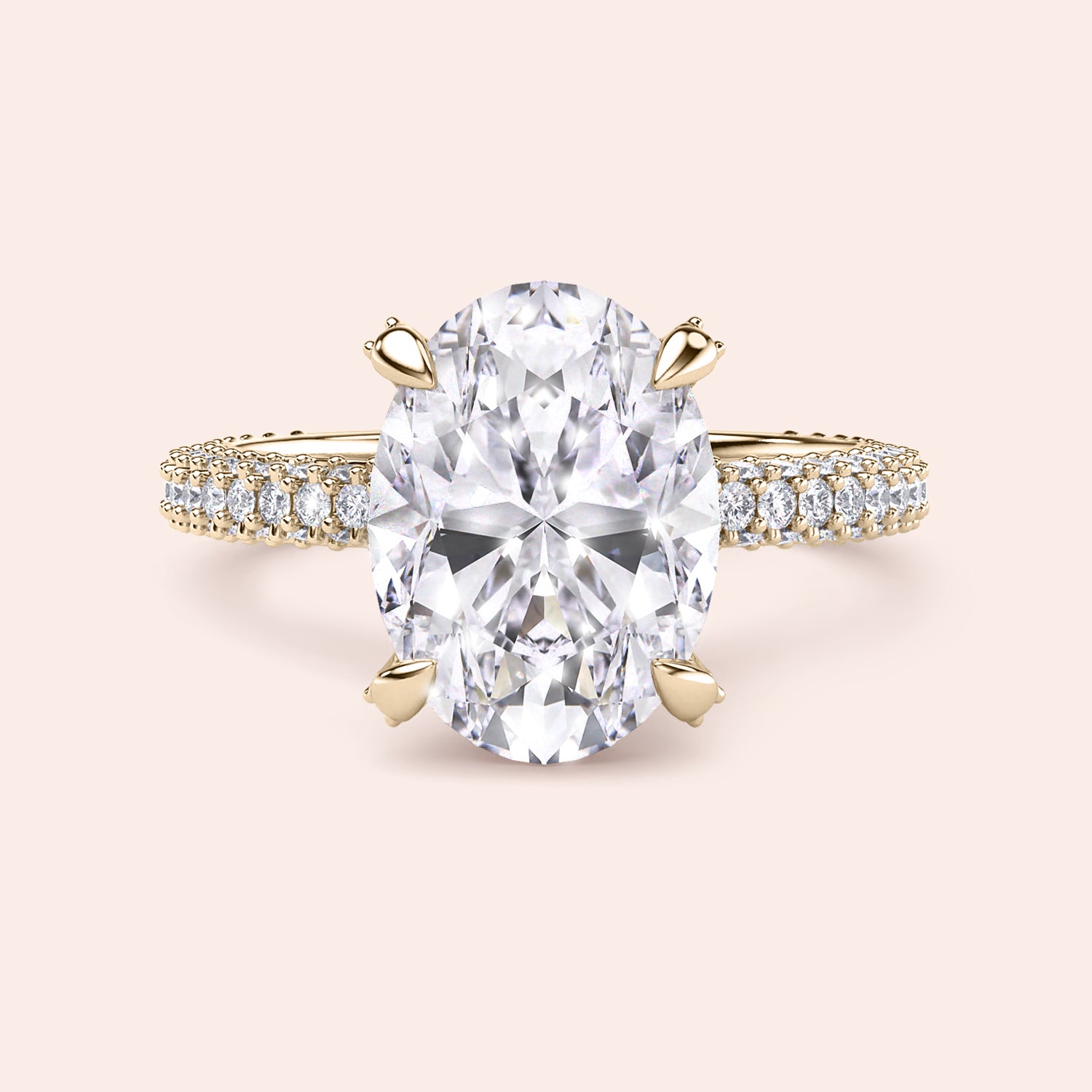 Pear cut diamond engagement ring in yellow gold with tapered baguette side stones, classic three stone design with brilliant center diamond | #14KRecycledYellowGold #18KRecycledYellowGold