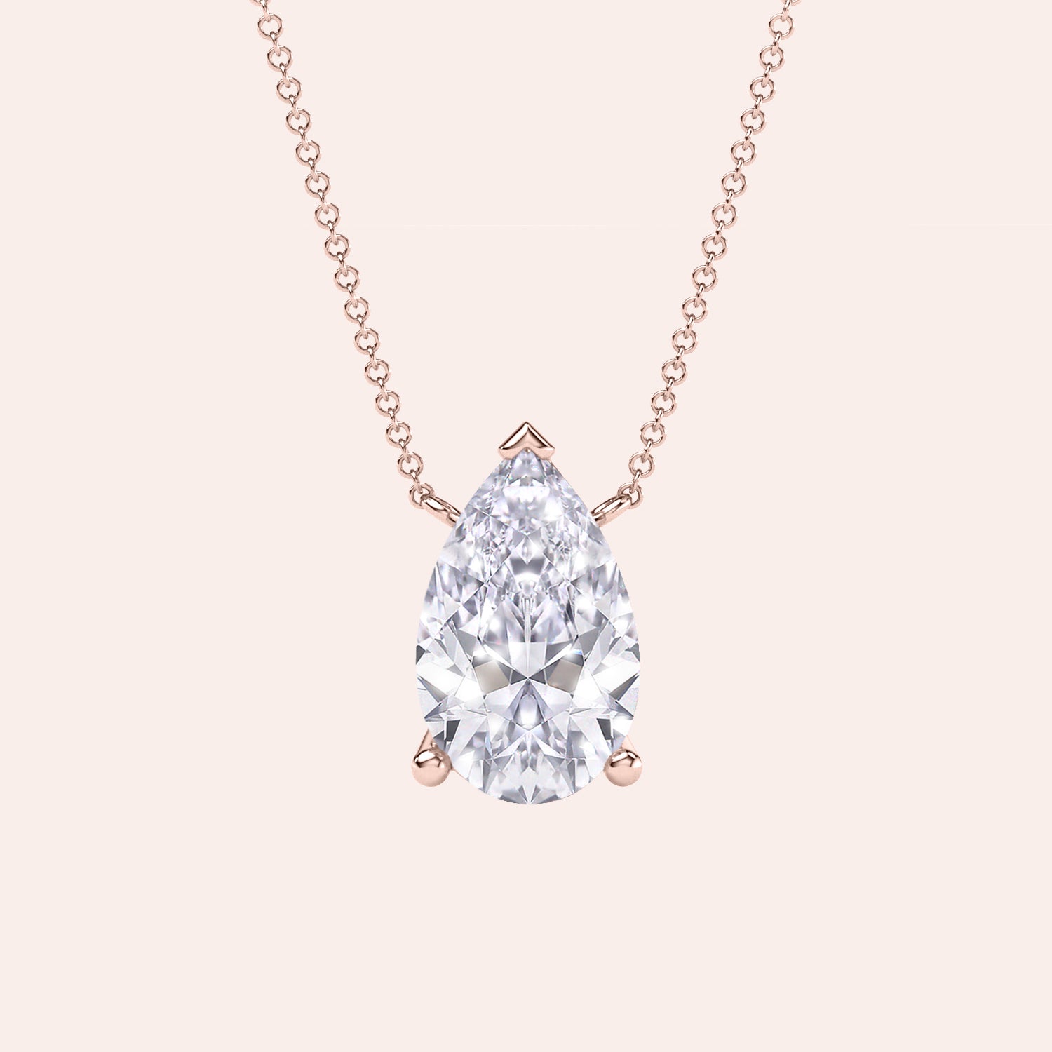 Rose gold pear diamond solitaire necklace, elegant teardrop pendant on delicate chain, timeless everyday luxury gift | #14KRecycledRoseGold #18KRecycledRoseGold