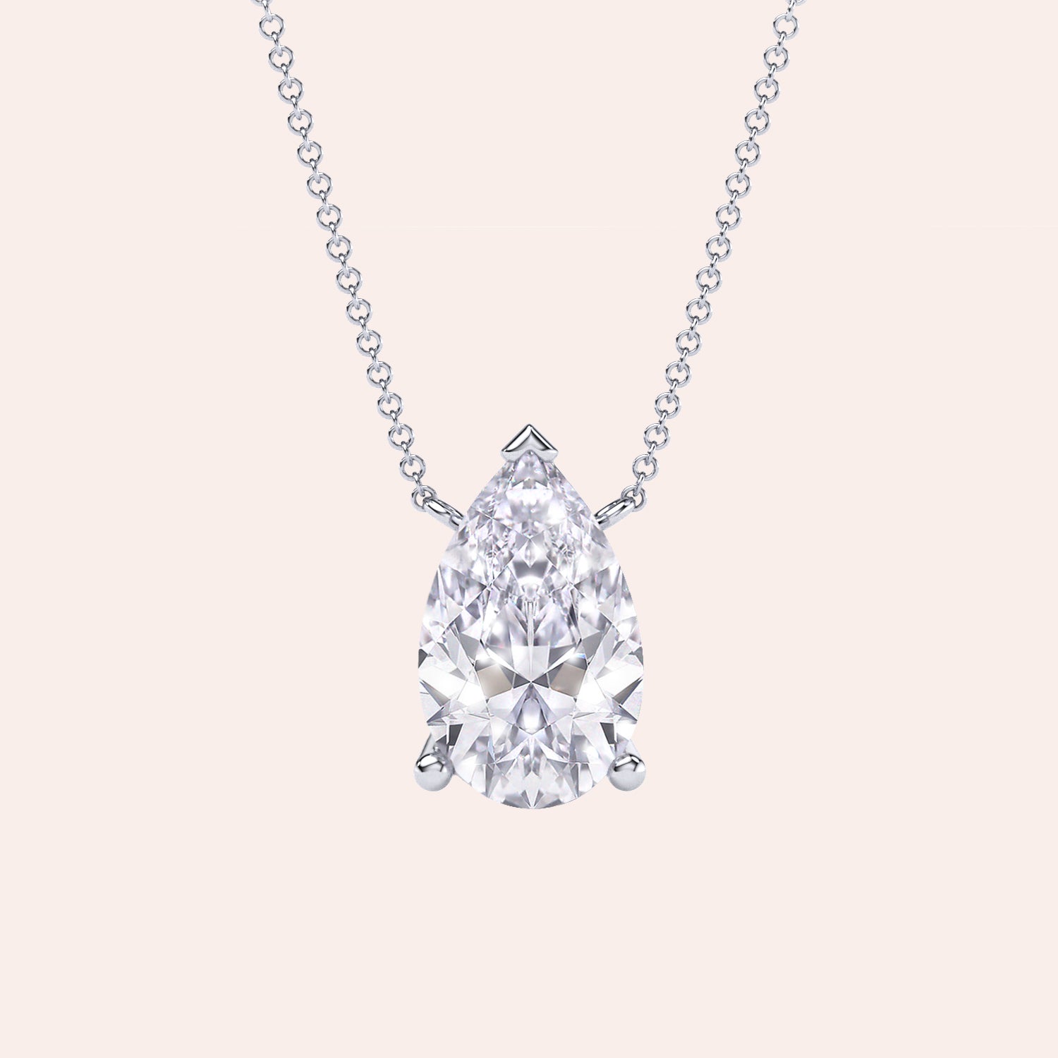 White gold pear diamond solitaire necklace, elegant teardrop pendant on delicate chain, timeless everyday luxury gift | #14KRecycledWhiteGold #18KRecycledWhiteGold #Platinum