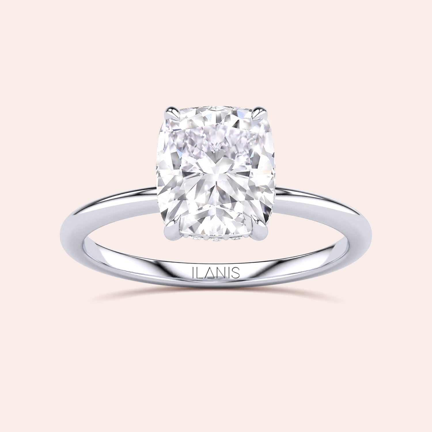 Elegant 14K engagement ring featuring a cushion-cut diamond in a sleek gold band for a timeless, sophisticated look. |

#14KRecycledWhiteGold
#18KRecycledWhiteGold
#Platinum






