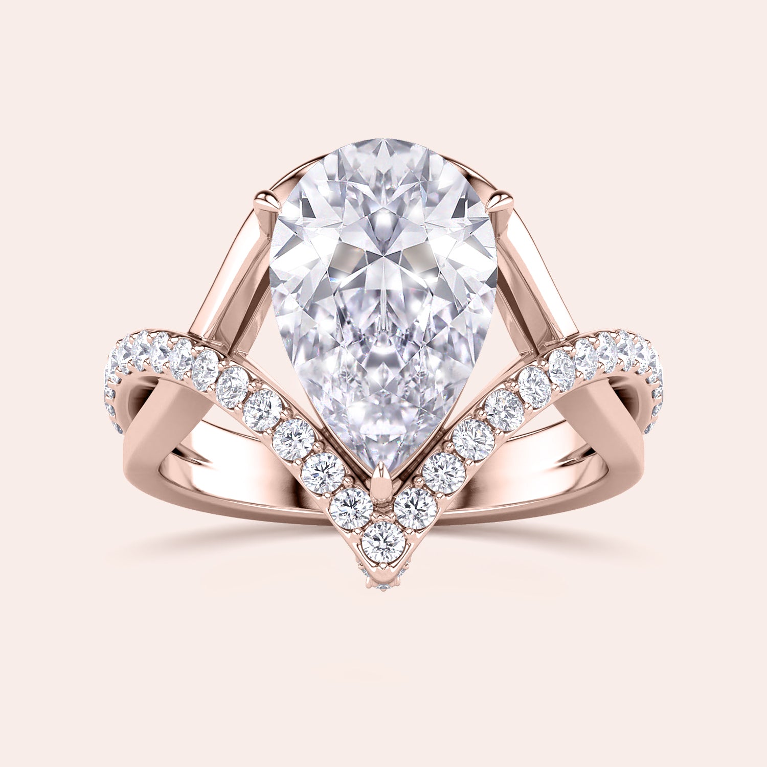 Elegant pear-shaped diamond ring with a halo, available in 14K, 18K gold, or platinum exquisite craftsmanship and style.|


#14KRecycledRoseGold
#18KRecycledRoseGold

