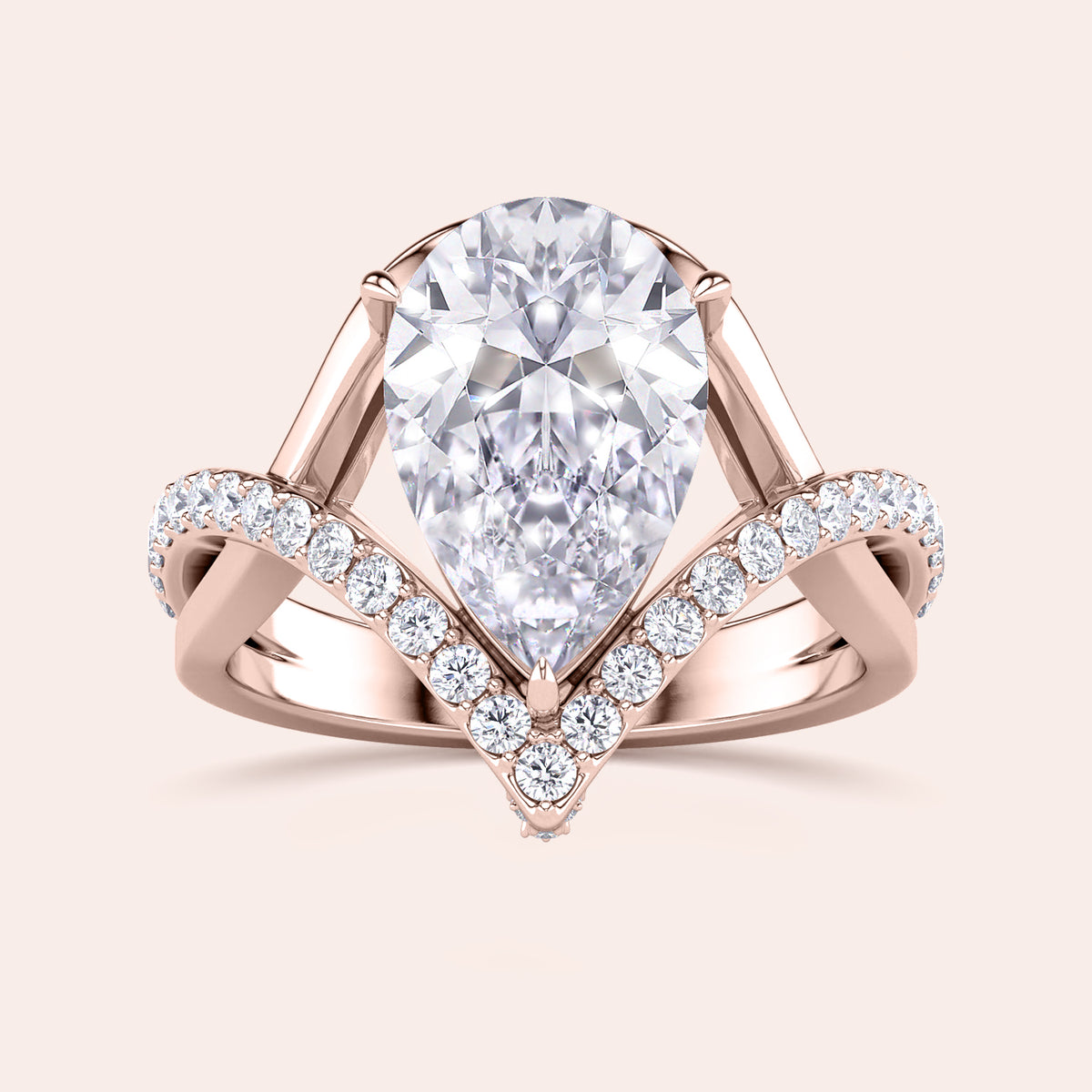 Elegant pear-shaped diamond ring with a halo, available in 14K, 18K gold, or platinum exquisite craftsmanship and style.