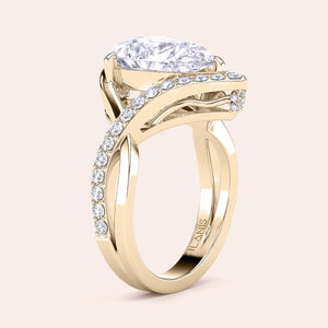 Elegant engagement ring with radiant emerald-cut diamond, set in 14K, 18K gold, or platinum, featuring sparkling accent stones.