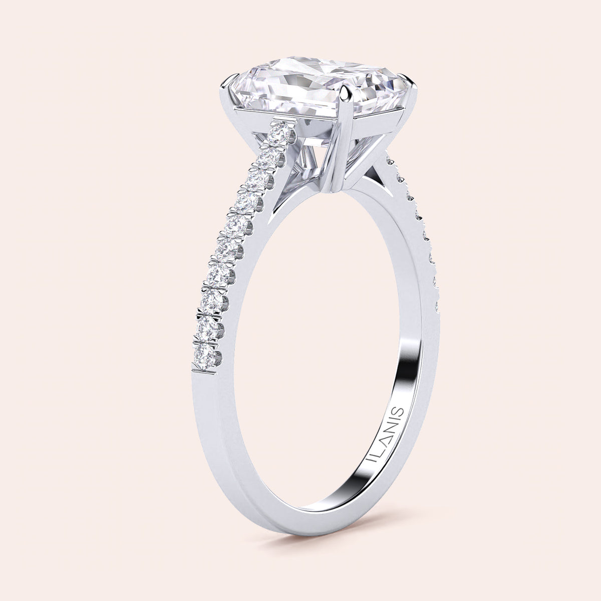 Elegant oval-shaped diamond engagement ring in 14K, 18K, or platinum, adorned with sparkling accent diamonds for timeless beauty.