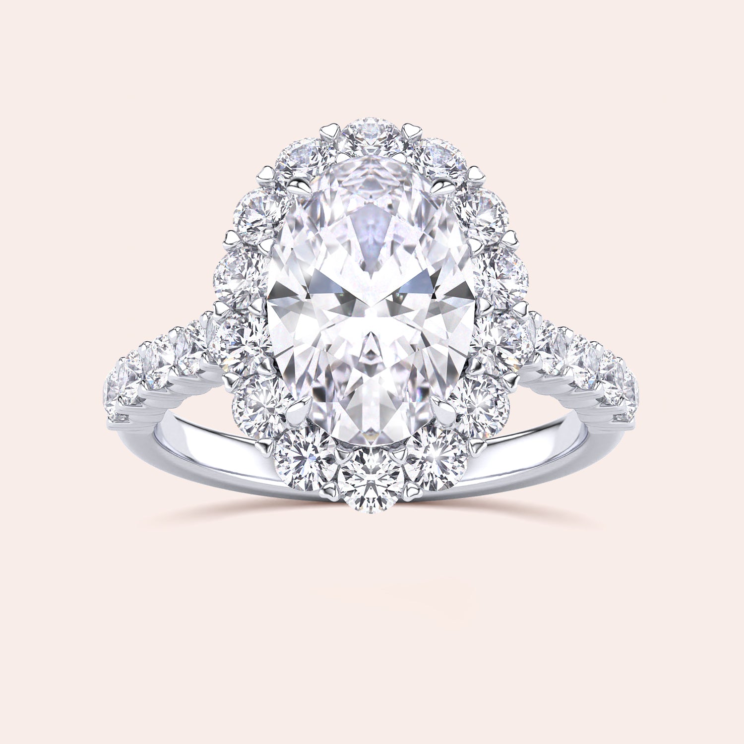 Elegant jewelry variant featuring an oval diamond and halo, crafted in 14K or 18K gold, or platinum for timeless sophistication.|

#14KRecycledWhiteGold
#18KRecycledWhiteGold
#Platinum






