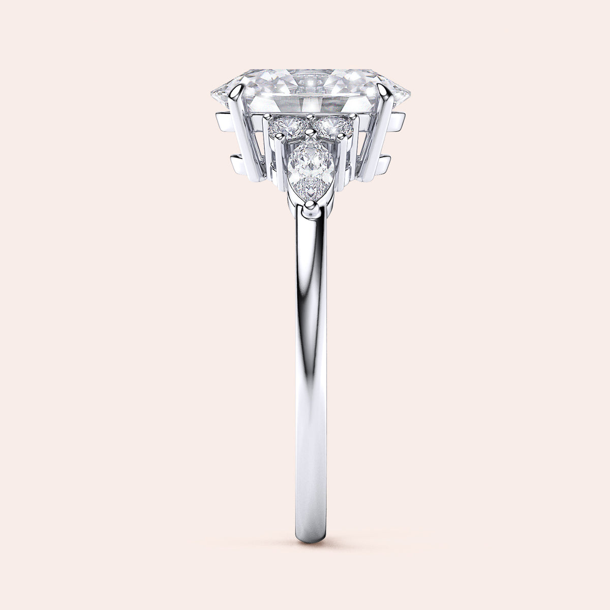 Square emerald-cut diamond ring in 14K or 18K gold or platinum, showcasing exquisite craftsmanship and luxurious elegance.