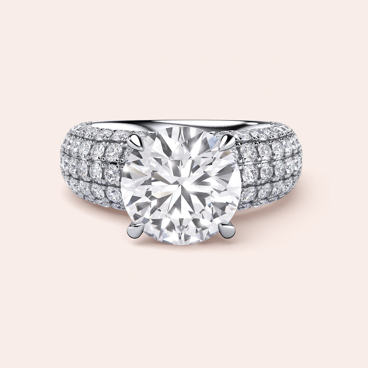 Stunning platinum, 14K or 18K white gold ring with radiant square-shaped diamond, perfect for engagement or anniversary.