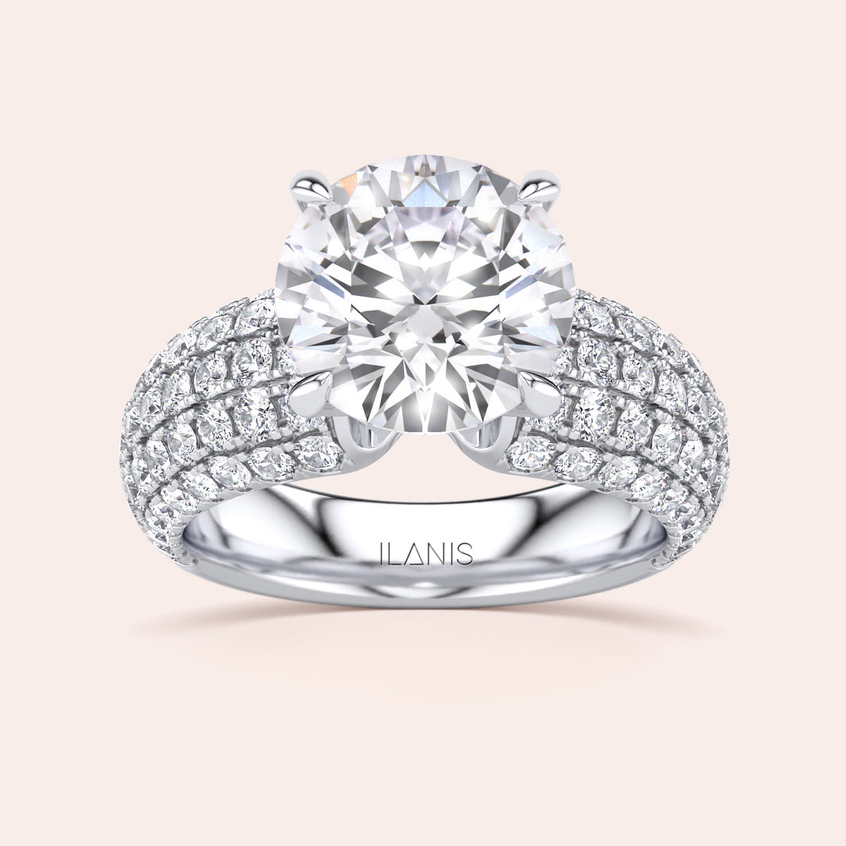 Stunning oval diamond ring in 14K or 18K gold or platinum with a dazzling array of smaller diamonds, elegant and sophisticated.