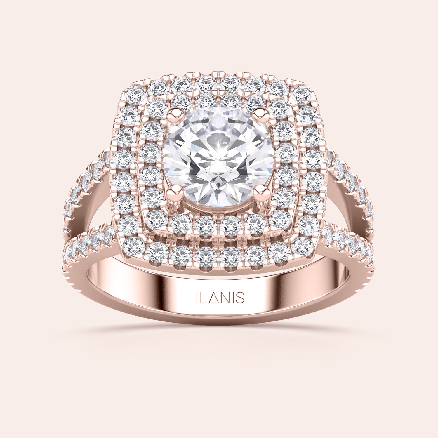 Elegant 14K/18K gold or platinum halo engagement ring with a round diamond and shimmering smaller diamonds. Luxury defined.|



#14KRecycledRoseGold
#18KRecycledRoseGold

