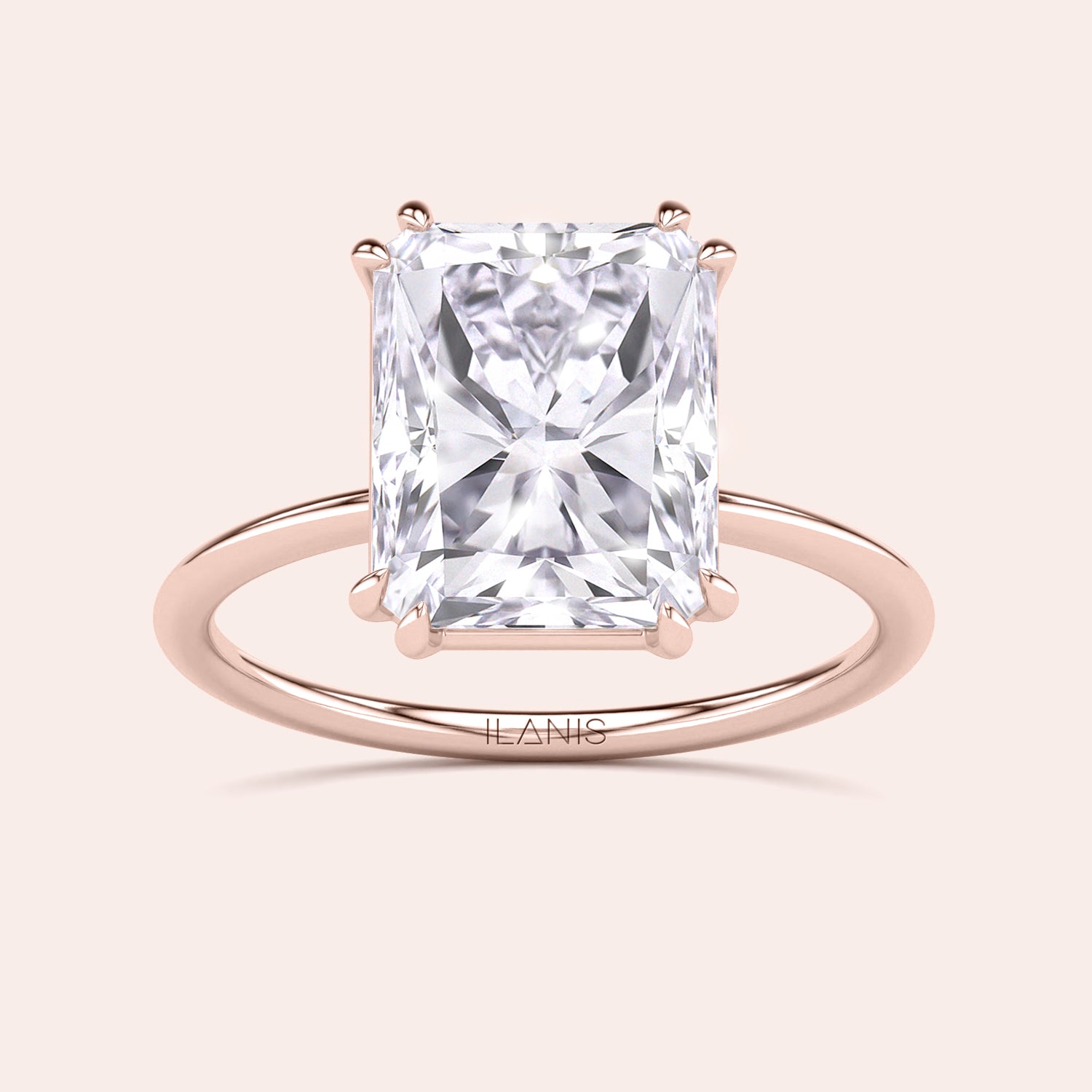 Elegant solitaire ring with a radiant cut diamond in 14K, 18K gold or platinum, showcasing timeless sophistication and style.|



#14KRecycledRoseGold
#18KRecycledRoseGold

