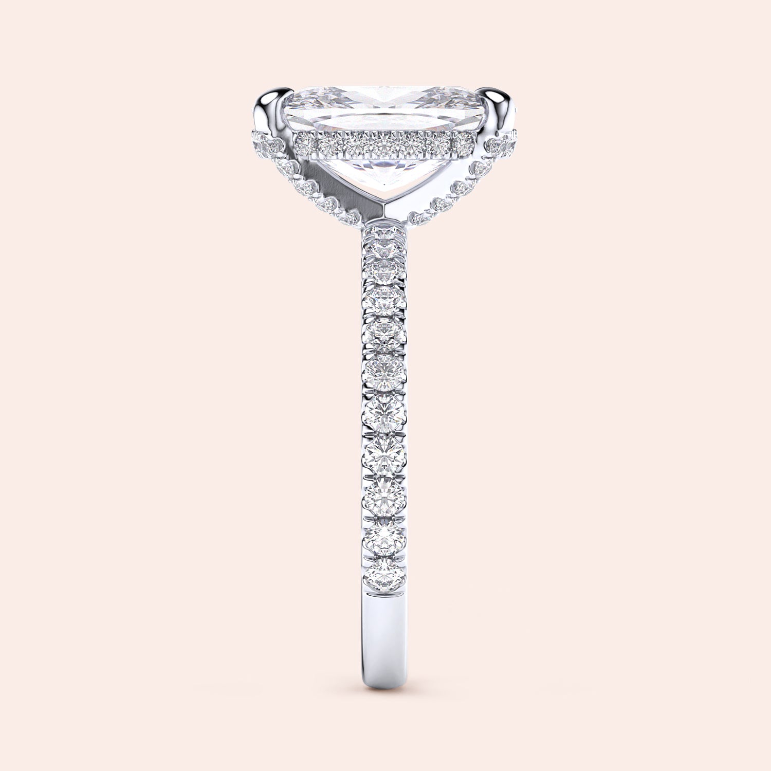 Elegant 14K white gold cushion pave engagement ring with a hidden halo and diamond-studded band, perfect for special moments.|

#14KRecycledWhiteGold
#18KRecycledWhiteGold








#Platinum