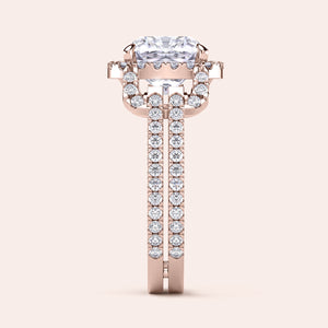 Elegant rose gold engagement ring with round-cut diamond and double band, available in 14K, 18K, or platinum.