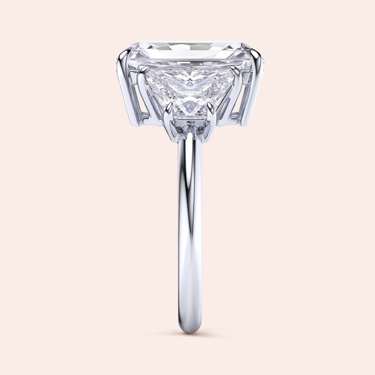 Elegant 14K/18K gold or platinum engagement ring featuring a kite-shaped diamond in an intricate prong setting.