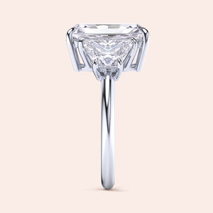 Elegant 14K/18K gold or platinum engagement ring featuring a kite-shaped diamond in an intricate prong setting.