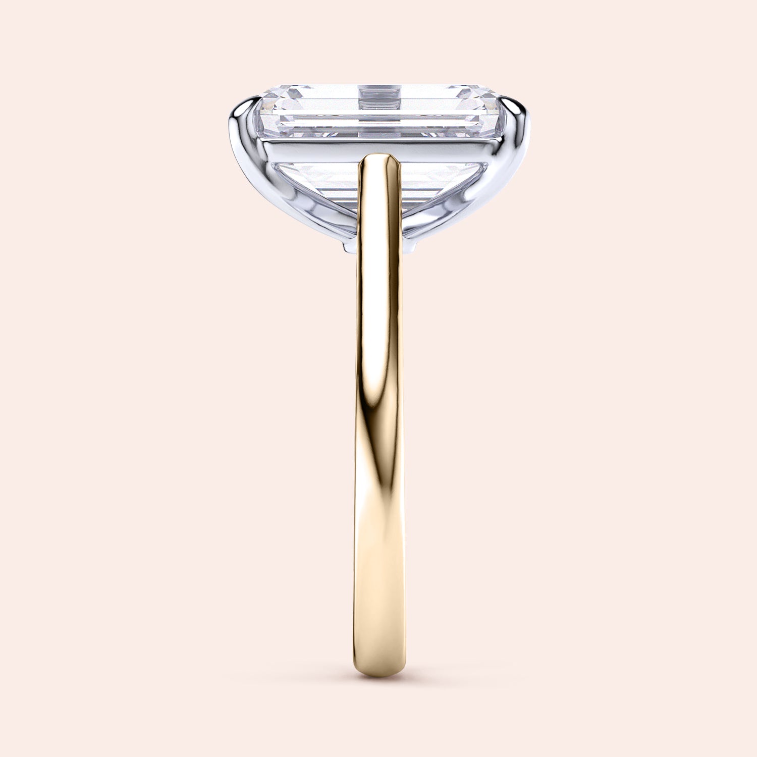 Two-tone 14K/18K gold engagement ring featuring an emerald-cut diamond in white and yellow gold. |
#14KRecycledYellow/WhiteGold
#18KRecycledYellow/WhiteGold 