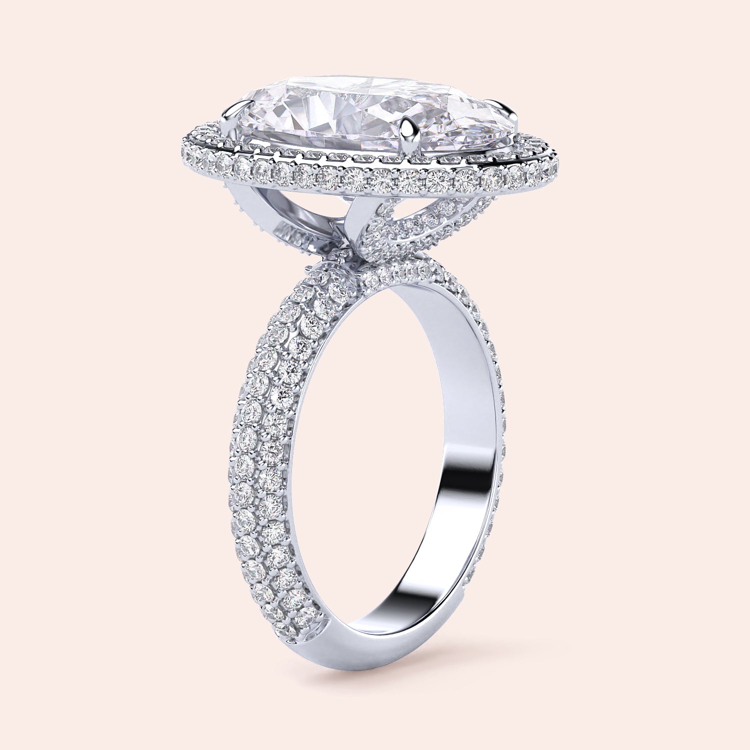 Stunning 14K or 18K white gold engagement ring featuring an oval diamond andPave diamond band, elegantly designed with a halo.|

#14KRecycledWhiteGold
#18KRecycledWhiteGold








#Platinum