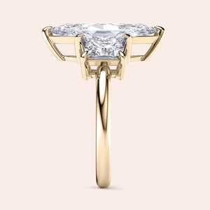 Luxurious 14K/18K yellow gold engagement ring featuring a stunning marquise-cut jade in an elegant prong setting.