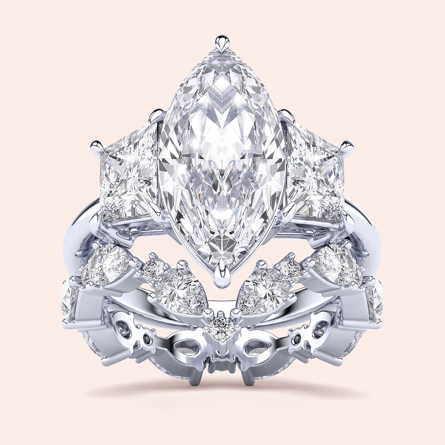 Elegant 14K or 18K gold or platinum engagement ring with a square diamond shape, worn on a model's hand, featuring accent diamonds.|

#14KRecycledWhiteGold
#18KRecycledWhiteGold








#Platinum