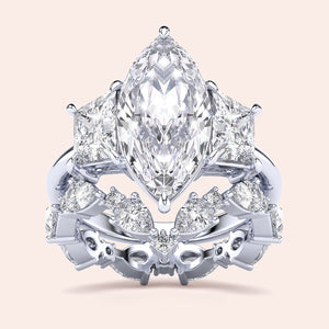 Elegant 14K or 18K gold or platinum engagement ring with a square diamond shape, worn on a model's hand, featuring accent diamonds.