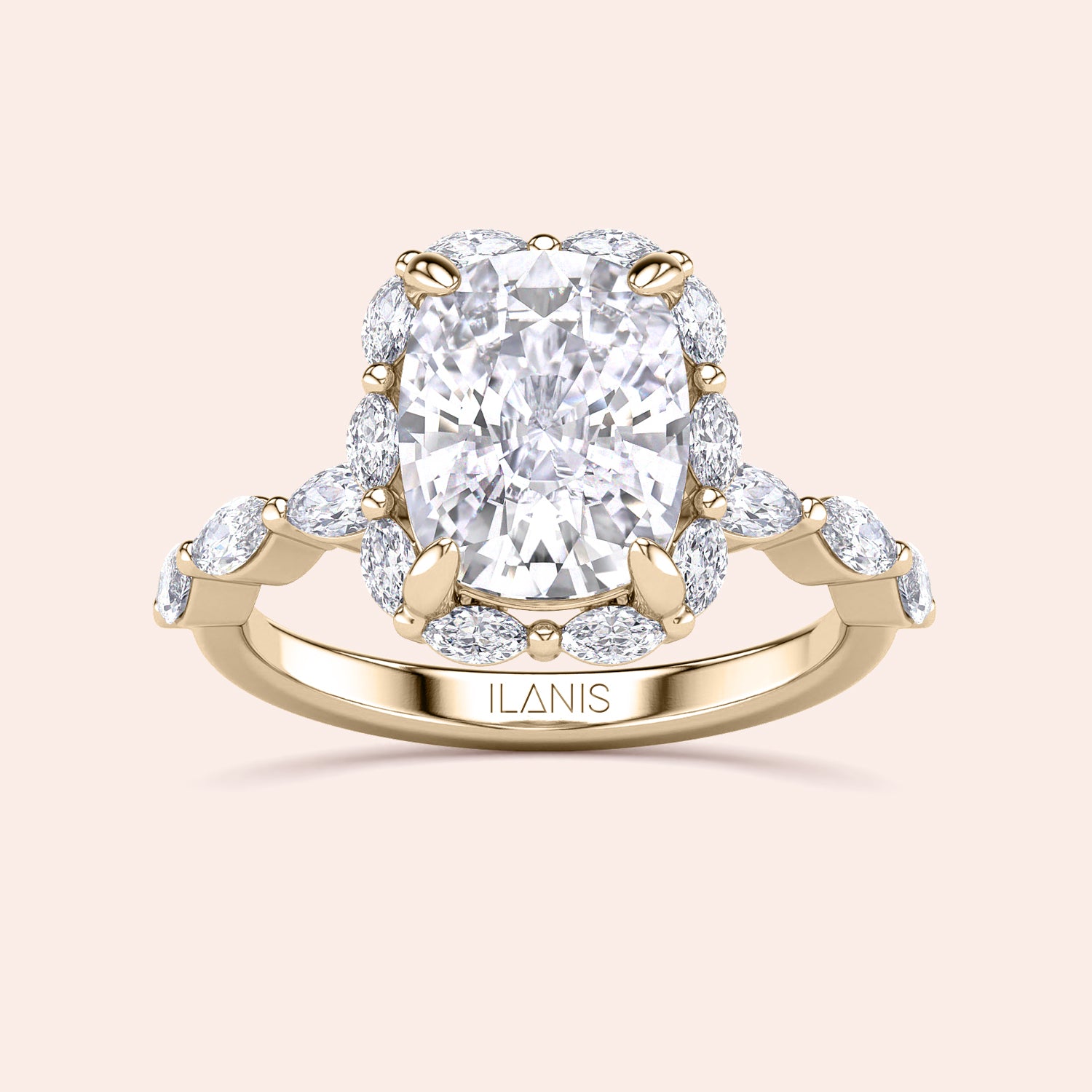 Elegant 14K/18K Yellow Gold Cushion Cut Diamond Engagement Ring with Halo, showcasing exquisite craftsmanship and timeless design.|




#14KRecycledYellowGold
#18KRecycledYellowGold





