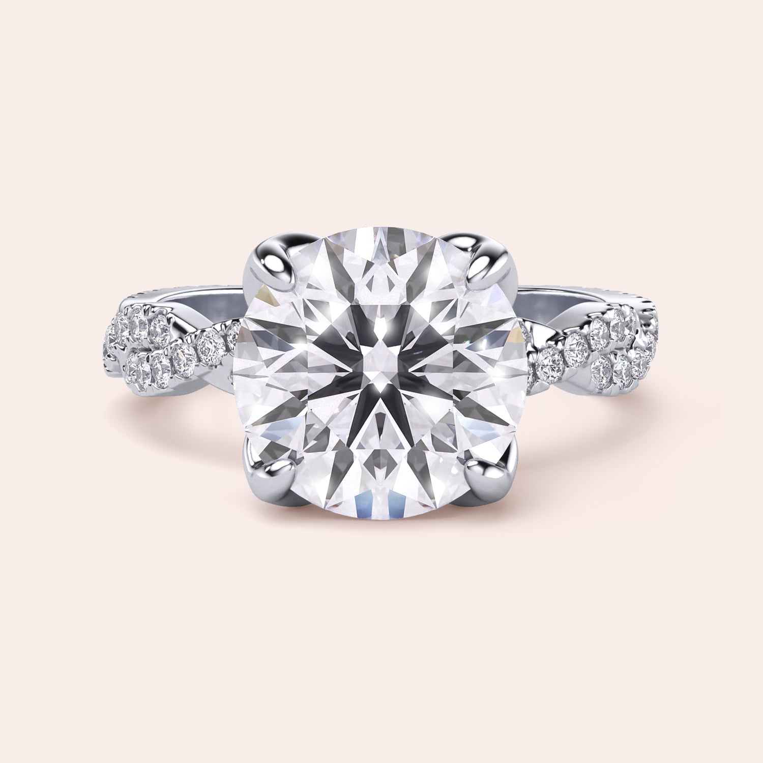 Radiant cut diamond engagement ring in 14K or 18K white gold or platinum with Pave diamond band, front view.|

#14KRecycledWhiteGold
#18KRecycledWhiteGold








#Platinum