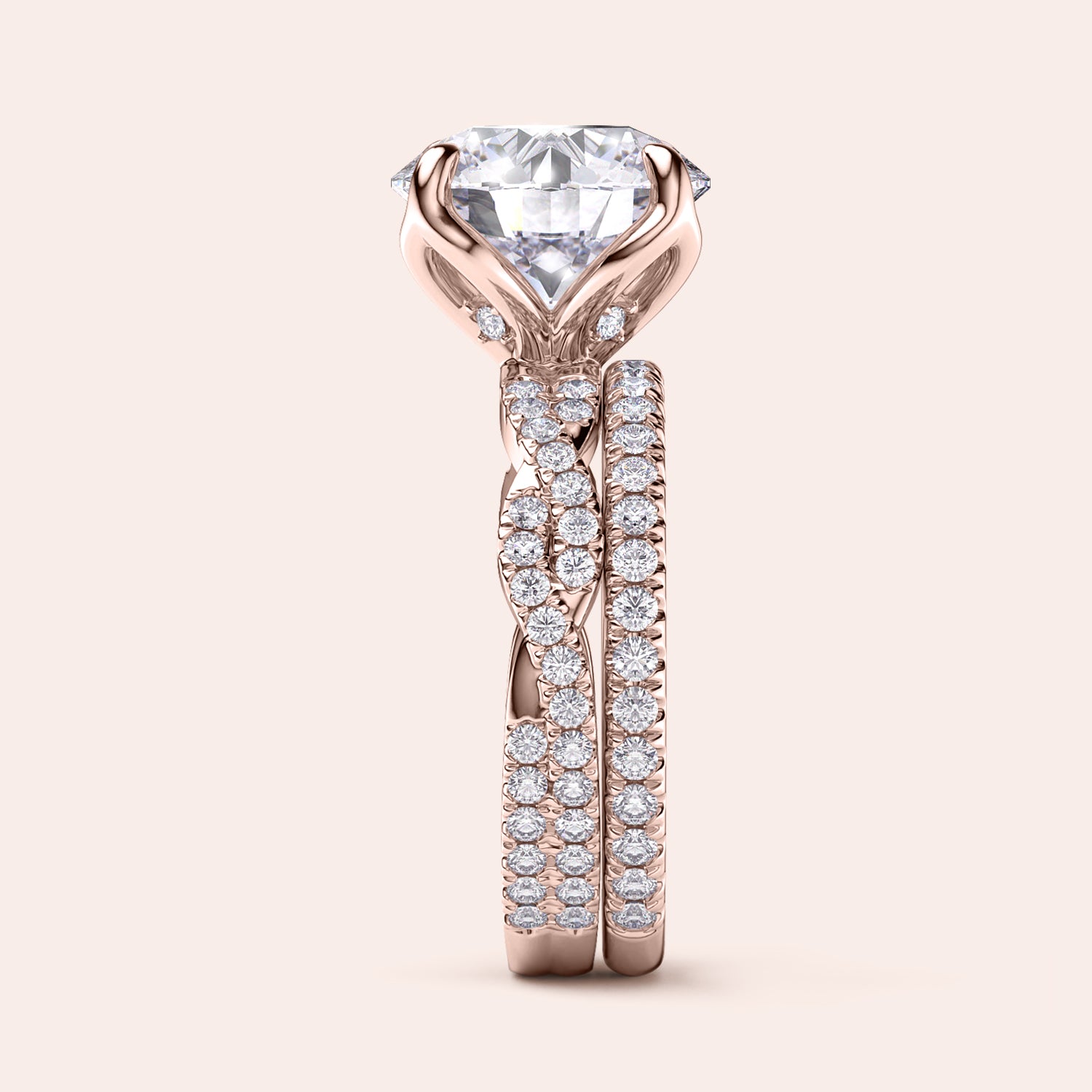 Rose gold teardrop halo engagement ring set featuring pear-shaped diamond, with options in 14K, 18K, or platinum settings.|







#14KRecycledRoseGold
#18KRecycledRoseGold


