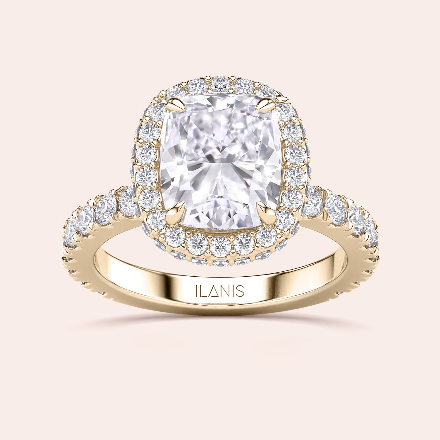 Radiant-cut diamond engagement ring with side stone accents in 14K yellow gold, displayed on a neutral background.|




#14KRecycledYellowGold
#18KRecycledYellowGold





