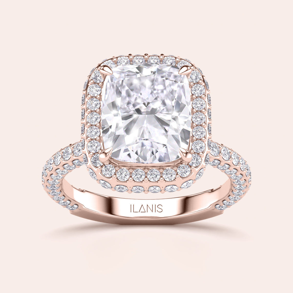 Rose gold teardrop halo engagement ring set featuring pear-shaped diamond, with options in 14K, 18K, or platinum settings.