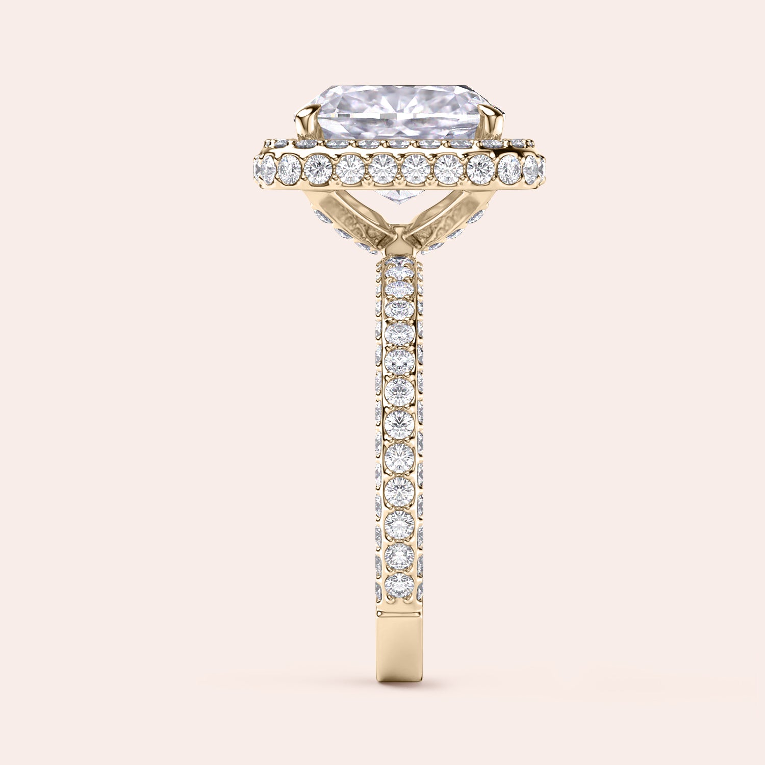 Radiant-cut diamond engagement ring with side stone accents in 14K yellow gold, displayed on a neutral background.|




#14KRecycledYellowGold
#18KRecycledYellowGold





