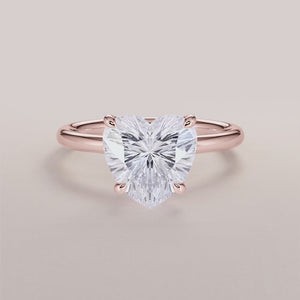 "14K Rose Gold Halley Heart Classic Solitaire Engagement Ring, a stunning and elegant choice for romantic proposals.