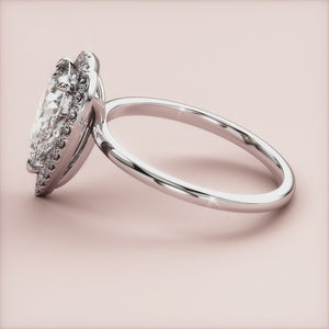 Radiant 14K/18K White Gold Engagement Ring with Princess-Cut Diamond andPave Setting, Luxurious and Stunning Design.