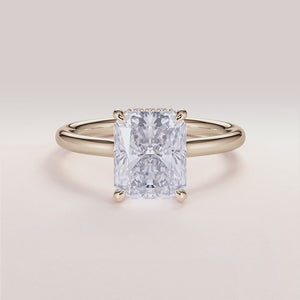 Marquise Diamond Engagement Ring in 14K Yellow Gold with Radiant Hidden Halo and Invisible Gallery Setting.