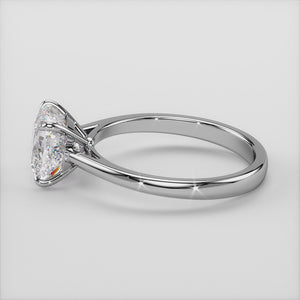 "Elegant 14K white gold Lyra cushion classic solitaire cathedral engagement ring, perfect for timeless love and memorable proposals.