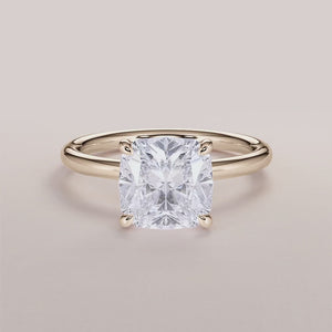 Stunning Astrid cushion classic solitaire engagement ring in 14K yellow gold, perfect for proposals and special moments.