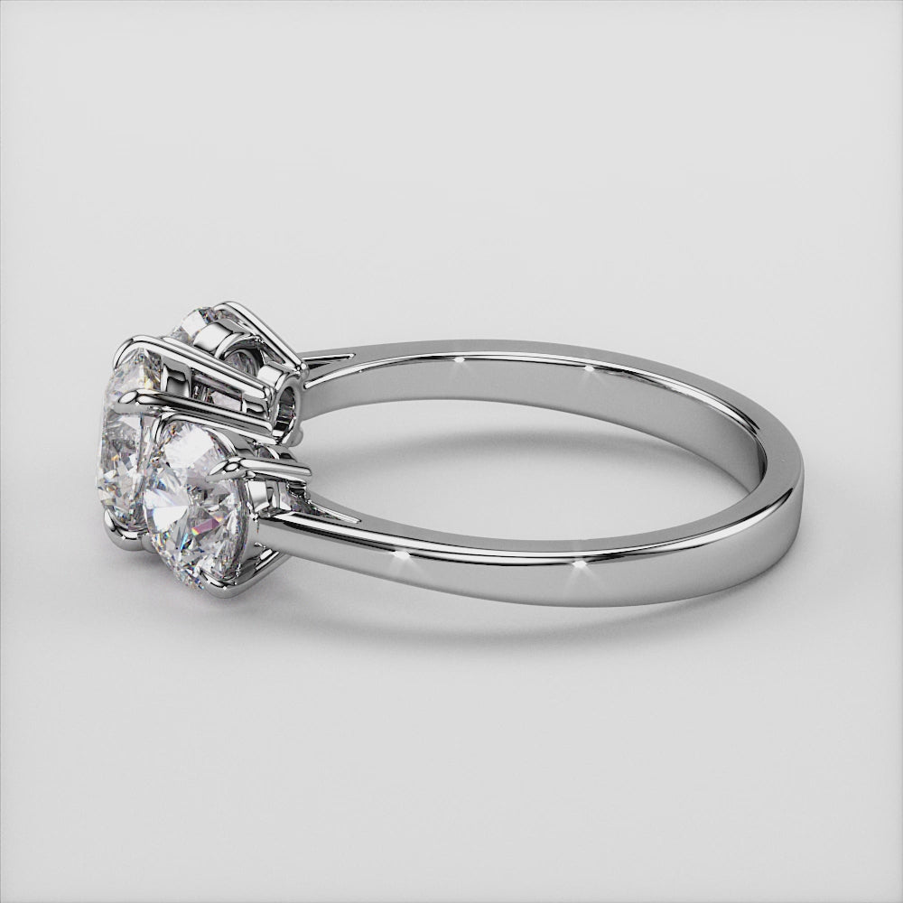 Elegant three-stone diamond wedding band in 14K/18K white gold or platinum, featuring round brilliant-cut diamonds.|

#14KRecycledWhiteGold
#18KRecycledWhiteGold
#14KRecycledYellowGold
#18KRecycledYellowGold
#14KRecycledRoseGold
 #18KRecycledRoseGold

 #Platinum