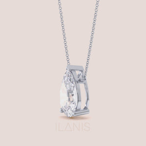 White gold pear diamond solitaire necklace, elegant teardrop pendant on delicate chain, timeless everyday luxury gift 