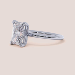 "Elegant 14K white gold engagement ring - Zena radiant classic solitaire with timeless design, perfect for engagement or special occasions.