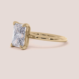 "Elegant 14K Yellow Gold Zena Radiant Classic Solitaire Engagement Ring, showcasing timeless beauty and exceptional craftsmanship.